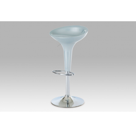 Barová židle, stříbrný plast, chromová podnož, výškově nastavitelná Barová židle, stříbrný plast, chromová podnož, výškově nastavitelná