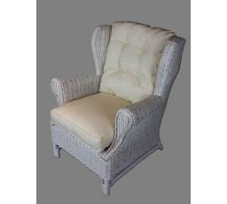 Ratanové křeslo ušák bílé polstr bílý FL