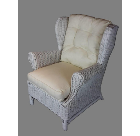 Ratanové křeslo ušák bílé polstr bílý FL