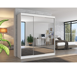 Posuvná skříň se zrcadlem AUSTIN 200 Bílá+Bílá