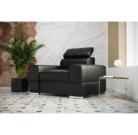 Křeslo ROYAL přírodní kůže - černá kůže