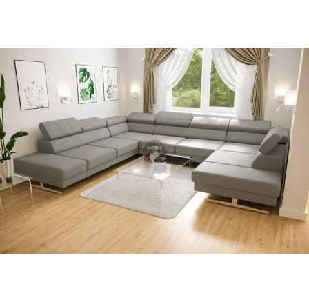 Rohová sedací souprava EMPORIO MAX I 300x350x220 přírodní kůže - šedá kůže , levá