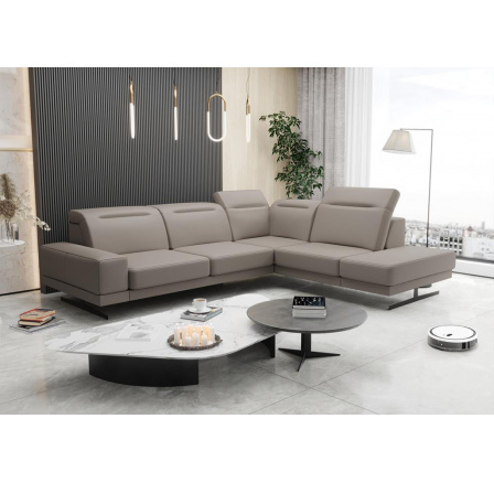 Rohová kožená sedací soupravaFIORE 265x220 cm - béžová, pravá