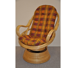 Ratanové houpací křeslo Swivel medové okrový polstr