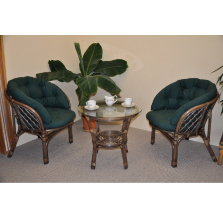 Ratanová sedací souprava Bahama hnědá 2+1, polstr MAXI zelený dralon Ratanová sedací souprava Bahama hnědá 2+1, polstr MAXI zelený dralon