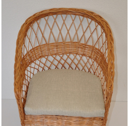 Polstr na křeslo z vrbového proutí - látka tmavě béžový melír Polstr na křeslo z vrbového proutí - látka tmavě béžový melír