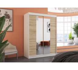 Posuvná skříň se zrcadlem FEVER 150 Bílá+Sonoma