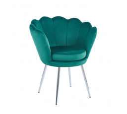 Křeslo velvet zelené /nohy stříbrné/ FR1-FX