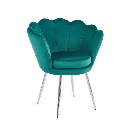 Křeslo velvet zelené /nohy stříbrné/ FR1-FX