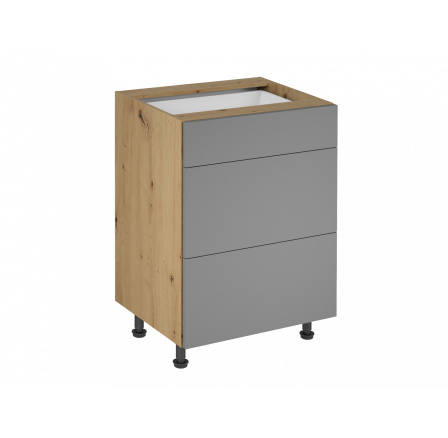 Kuchyňská dolní skříňka Langen D60S3, béžová/dub artisan Kuchyňská dolní skříňka Langen D60S3, béžová/dub artisan