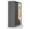 Šatní skříň MULTI 31 - 203 cm, Šedá/Černý Lesk