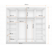 Šatní skříň MULTI 38, Šedá/Bílá