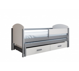 Dětská postel pro 2 osoby Olen 180x80 s matrací Bílá+Šedá