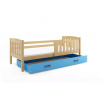 Dětská postel KUBUS 80x160 cm se šuplíkem, s matrací, Přírodní/Modrá
