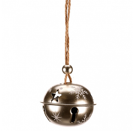 Rolničky kovové velké - na pověšení, champagne, cena za balení (6 ks)