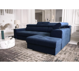 Rohová sedací souprava s funkcí spaní MARGO I 260×185 - modrá , pravá