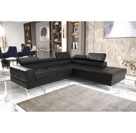 Rohová sedací souprava TOSCANIA II průměr 30x250 - černá eko kůže , pravá
