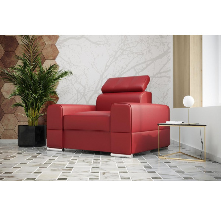 Křeslo ROYAL přírodní kůže - červená kůže