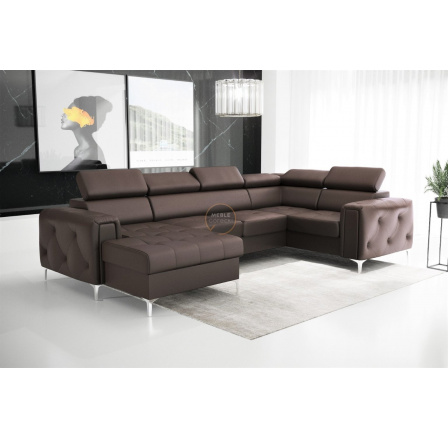 Rohová sedací souprava ORION MAX III s funkcí spaní 165x320x185 cm přírodní kůže - přírodní kůže - volitelná barva, Pravá strana