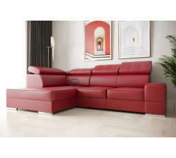 Rohová sedací souprava ROYAL I 260×185 přírodní kůže - červená kůže , levá