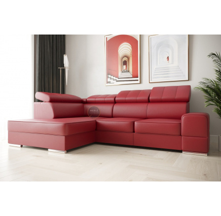 Rohová sedací souprava ROYAL I 260×185 přírodní kůže - červená kůže , levá
