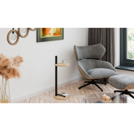 Pomocný stolek Claro kulatý průměr 30 cm - různé barvy na výběr - Dub Artisan, Černý Mat