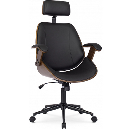 Otočná židle FABIAN Ořech/Černá Ekokůže