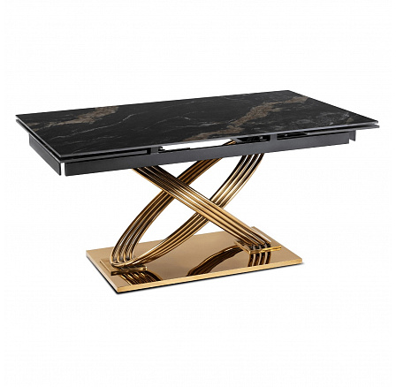 Stůl IBIZA Keramický Rozkládací 160-240 cm Černý Mramor/Zlatý
