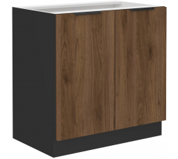 Dolní skřínka MONZA - 80 D 2F BB, Černá mat/Ořech