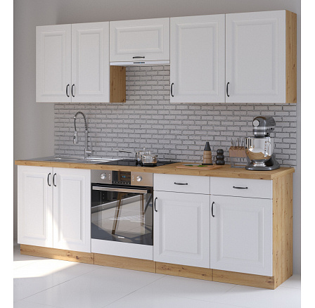 Kuchyňská linka STELLO 1 - 240 cm, Dub Artisan/Bílý mat Kuchyňská linka STELLO 1 - 240 cm, Dub Artisan/Bílý mat