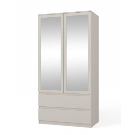 Šatní skříň Malvína 2S-90, kašmír/zrcadlo