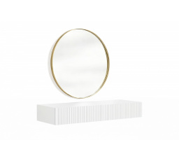 NICOLE TOALETNÍ STOLEK 100 2SZ - bílý mat / závěsný + NICOLE ZRCADLO 80 - zlatý