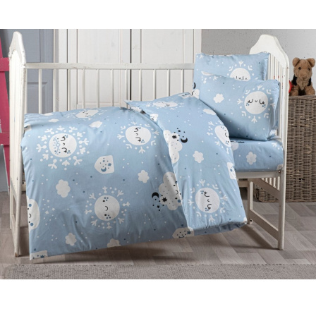 Bavlněné dětské povlečení do malé postýlky 90x135, 45x60 cm sen modrý zipový uzávěr Bavlněné dětské povlečení do malé postýlky 90x135, 45x60 cm sen modrý zipový uzávěr