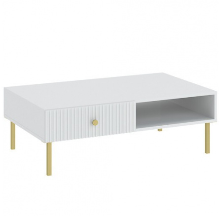 Konferenční stůl VIENA 2S, Bílá/Zlatá