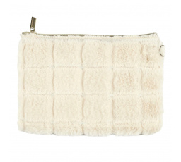 Kosmetická taštička/ sáček chlupatý krémový