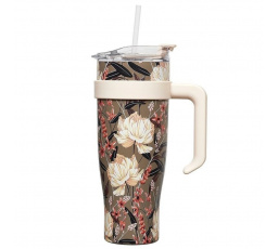Termohrnek s uchem Fleur 1,2l     béžový