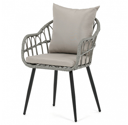 Zahradní židle, kov, polyratan, šedá, AZ-F1406 GREY