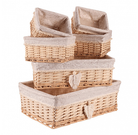 Koš proutěný - regálový, hranatý, cena za sadu 6 ks