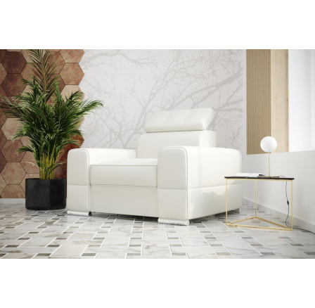 Křeslo ROYAL přírodní kůže - bílá kůže