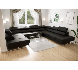 Rohová sedací souprava EMPORIO MAX I 300x350x220 přírodní kůže - černá kůže , pravá