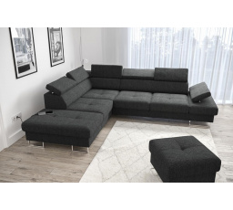 Rohová sedací souprava GALAXY s funkcí spaní 225x280 - černá , levá