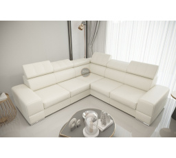 Rohová sedací souprava ROYAL MAX 286×286 - bílá eko kůže , pravá