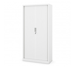 Kovová kancelářská skříň na dokumenty s roletou DAMIAN, 900 x 1850 x 450 mm, bílá