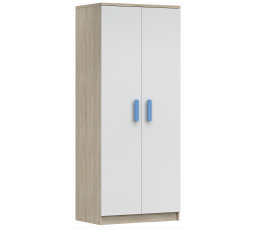 Šatní skříň 2D SMYK III - 06, Dub Sonoma/Bílá/Modrá