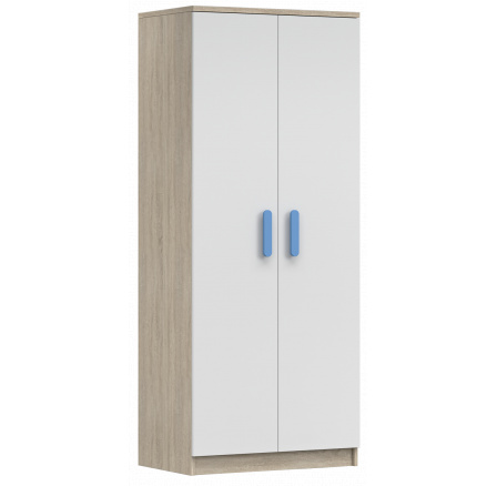 Šatní skříň 2D SMYK III - 06, Dub Sonoma/Bílá/Modrá