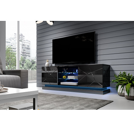 TV komoda QIU 160, černá / černý lesk TV komoda QIU 160, černá / černý lesk