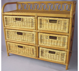 Ratanová komoda 6 zásuvek medová