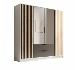 Šatní skříň Neri 200 s posuvnými dveřmi a zrcadly Bílá+Černá