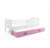 Dětská postel KUBUS s přistýlkou 80x190 cm, bez matrace, Bílá/Růžová