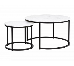 Konferenční stůl DION, efekt bílého mramoru/Černá